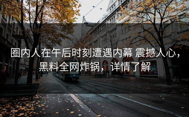 圈内人在午后时刻遭遇内幕 震撼人心，黑料全网炸锅，详情了解