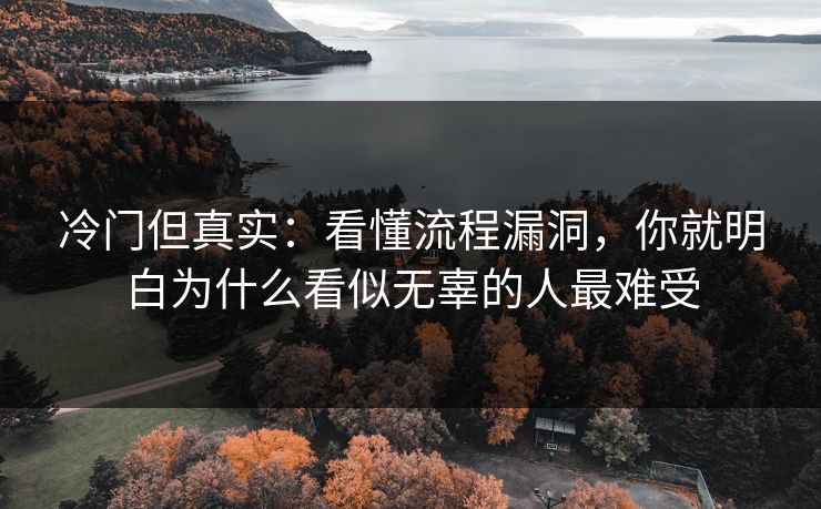 冷门但真实：看懂流程漏洞，你就明白为什么看似无辜的人最难受