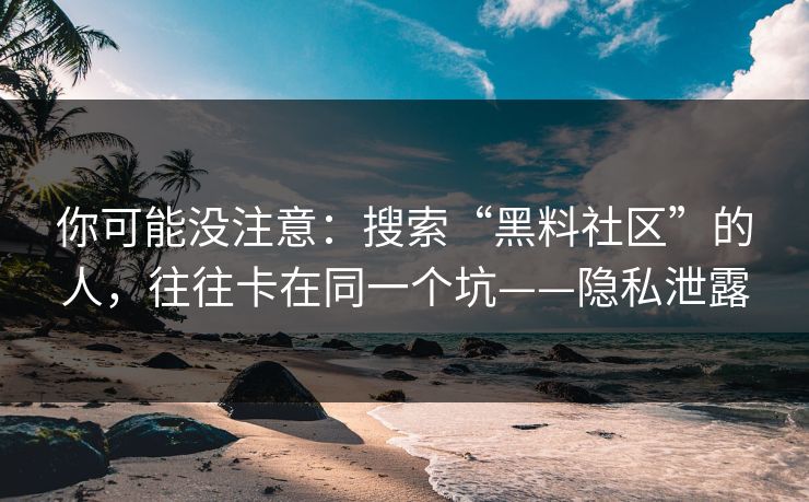 你可能没注意:搜索“黑料社区”的人,往往卡在同一个坑——隐私泄露 你可能没注意:搜索“黑料社区”的人,往往卡在同一个坑——隐私泄露