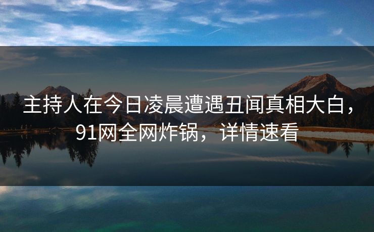 主持人在今日凌晨遭遇丑闻真相大白，91网全网炸锅，详情速看